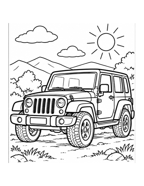 Printable car coloring page for ages 5-6.