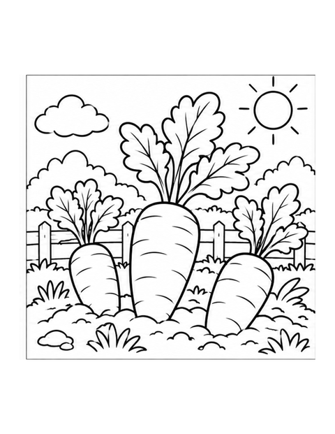 Printable carrot coloring page for ages 5-6.