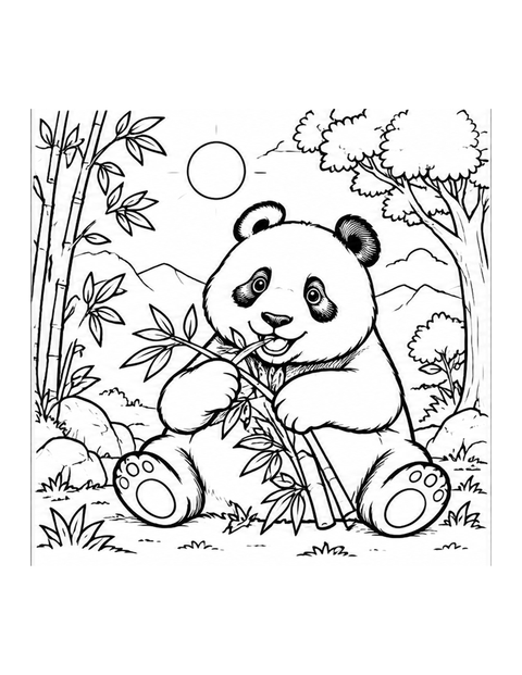 Printable panda coloring page for ages 5-6.